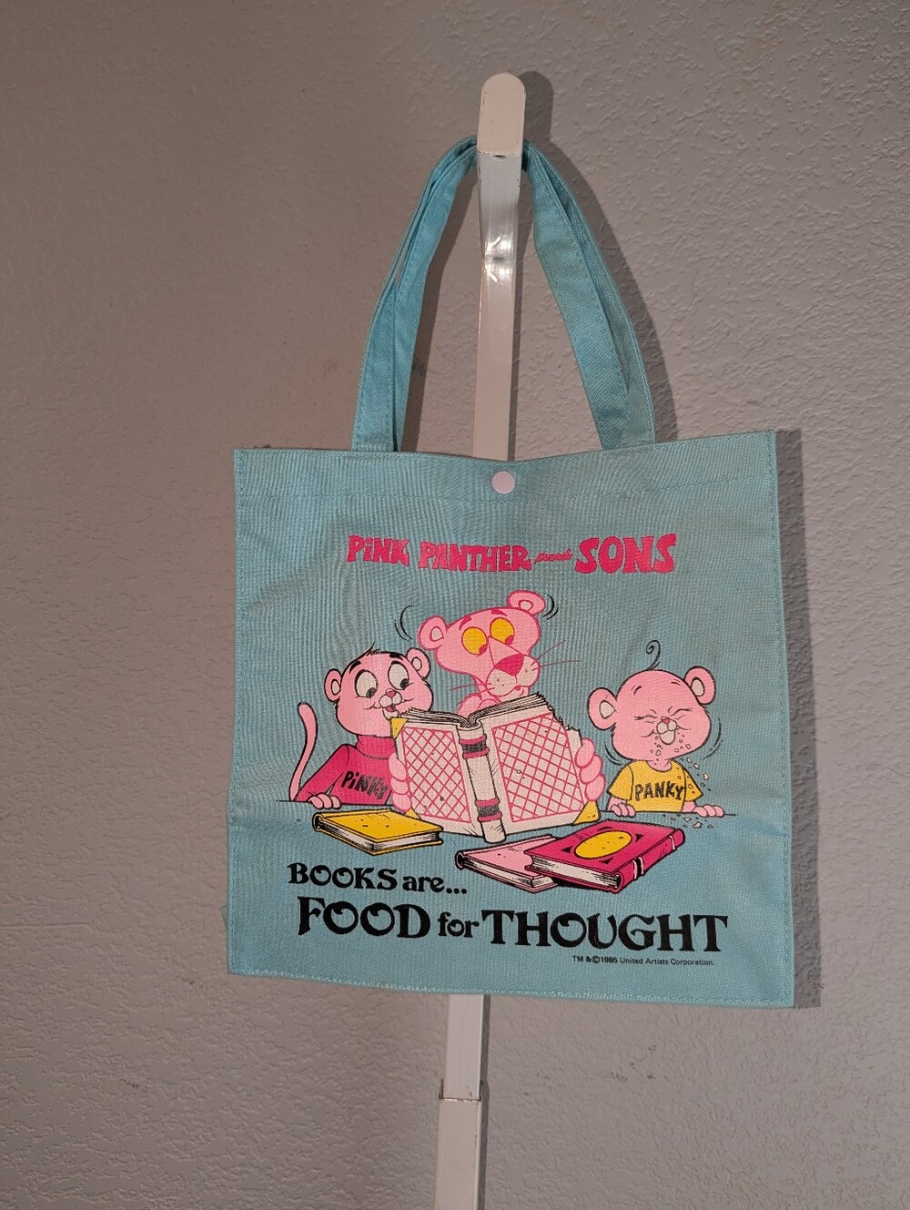 VTG 1985 Pink Panther & Sons Book Tote Bag. Rare 80s Cartoon Memorabilia!
